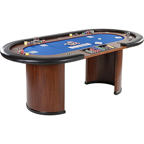 GAMES PLANET Pokertisch „Royal Flush“, 213 x 106 x75 cm, Farbwahl, Gewicht 58kg, 9 Getränkehalter, gepolsterte Armauflage, blau