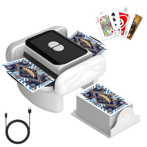 Kartenmischmaschine Elektrische für 1–2 Decks, Geräuscharmer und Wiederaufladbarer 2000mAh , Automatischer Mischmaschine Karten für Kartenspiele, Texas Hold'em, Poker, Heimkartenspiele, Blackjack