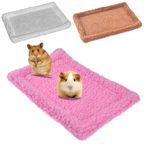 Meerschweinchen Bett Matte, 3 Stück Kleintiere Bett Matte Warme Meerschweinchen Decke Waschbar Unterlagematten für kleine Haustiere für Hamster Igel Kaninchen Chinchilla