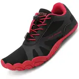 Barfußschuhe Herren Damen Barfuss Schuhe Bequem Barfussschuhe Leicht Zehenschuhe Traillaufschuhe rutschfeste Strandschuhe Outdoor & Indoor Fitnessschuhe.(6060 Schwarz/Rot,39 EU)