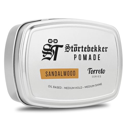 NEU: Störtebekker® Premium Pomade Ölbasiert Sandelholz - Pomade Herren 'Torreto Series' - Mittlerer Halt - Mittlerer Glanz - Haarwachs 125ml - Barbershop Haarpomade - Haarstyling Made in Germany