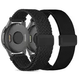 CUNUJIX 2 Stück Geflochtenes Ersatz für Garmin Venu Sq/Venu Sq 2/Venu 2 Plus/Venu Armband,20mm Elastisch Nylon Magnetverschluss Ersatzband für Garmin Vivoactive 5/ Vivomove Sport/Trend Damen Herren