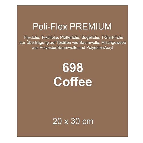 Generisch [30,00 €/m²] Bügelfolie Textilfolie Flexfolie Poli-Flex Premium coffee braun 30x20cm Textilveredelung T-Shirt aufbügeln Bügelbild Plotterfolie bügeln