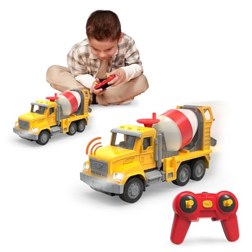 Driven by Battat – Ferngesteuerter LKW Betonmischer – Mini RC Auto Micro LKWs – Spielzeug mit Lichtern & Geräuschen – Realistische bewegliche Teile – Kinder ab 3 Jahren – Micro RC Zementlaster