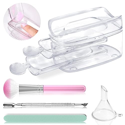 Dipping Powder Nails Set Starter Kit, Dip Nails System Recycling Tablett Nagel Dip Pulver Behälter, Dipping Powder Maniküre Zubehör für Nageldesign, Transparent