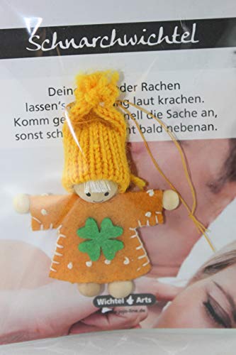 JoJo, Wichtel Arts, J023-062, Glückswichtel, Schnarchwichtel, Filz, 9cm, orange, mit Spruch