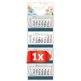 PRIMUS PRINT XXL Kalender 2025 - Mehrblock Wandkalender - 4-Monatskalender - Jahres Blockkalender - mit Datum Schieber - inklusive Feiertagen und Ferien - verschiedene Motive - [ 1x Blume ]