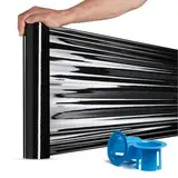 RAGO® Stretchfolie Schwarz I Strechfolienrolle mit Handabroller 0,85 kg (7,5 x 7,5 x 40 cm) I Möbelfolie I Verpackungsmaterial I Umzugsfolie I Folie für möbel I Packfolien 150m