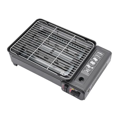 SICHENSH Tragbarer Tischgrill Gas, BBQ Barbecue Grill, Camping Gasgrill Klein mit Grillnetz, Gaskocher Campingkocher, Tragbarer Camping Gas Grillplatte für Camping, Reisen, Trekking
