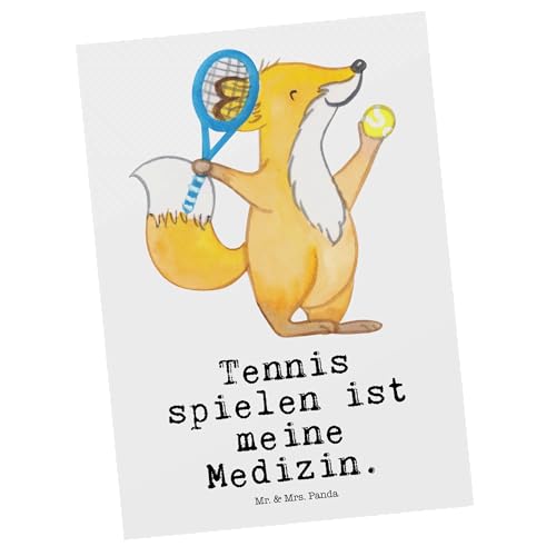 Mr. & Mrs. Panda Postkarte Tennis spielen - Geschenk, Sportart, Ansichtskarten, Tennisverein, Dankeschön, Tennis Turnier, Geburtstagskarte,