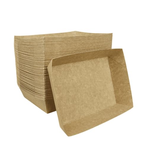 Enpack Snackschale A50-50 Stück Snackschalen aus Kraftpapier - Snack Box 20 x 12 x 4 cm - Currywurst Schale 950 ml - Behälter für Tapas, Chips, Pommes etc. - optimal geeignet als Fingerfood Schalen