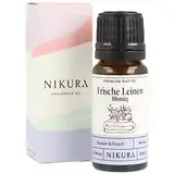 Nikura Frische Leinen (Blumig) Duftöl - 10ml | Perfekt für die Seifen- und Kerzenherstellung, Wachsmelts, Diffusoren für Zuhause, Aromabrenner | Ideal zum Nutzung in Badebomben, Parfümduft