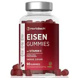 Eisen Vitamin C Gummibärchen Hochdosiert | 14mg Eisen & 40mg Vit C | 90 Vegane Iron Gummies | Kirschgeschmack | Immunsystem, Stoffwechsel (EFSA) | Alternative zu Eisentabletten | von Horbaach
