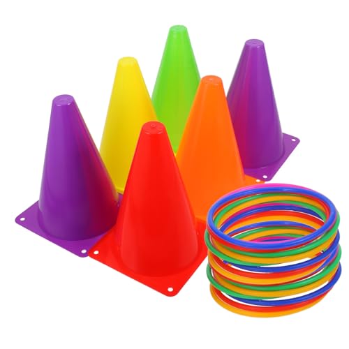 SKISUNO 1Satz Fußballtrainingskegel Sportkegel mit Ringen Vielseitiges Wurfspielzeug für Fußballtraining Partys und Schulveranstaltungen Robust und Sicher für Drinnen