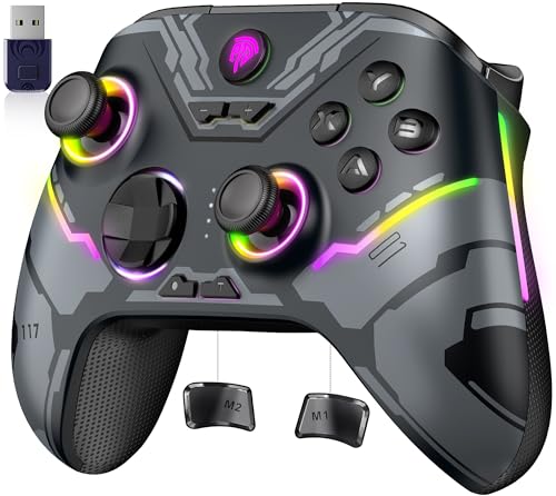 EasySMX X15 Controller PC, PC Controller Wireless mit 7 RGB Licht, Gaming Controller PC mit Hall Joystick&Trigger, Bluetooth Controller Kompatibel mit PC/Switch/Handy/Tablet-Schwarz