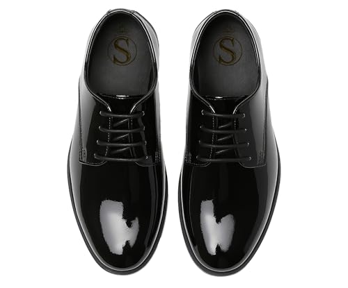 SIRRI Jungen Derby Lackschuhe formelle Abendschuhe mit Schnürung für Hochzeit und Abschlussball Größe 24