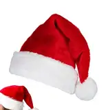 Lunpog Weihnachtsmütze Nikolausmütze Erwachsene Plüsch Rand Weihnachtsfeier Rote Santa Mütze Nikolaus Warm Dicker Fellrand Weihnachtsmann mütze für Herren/Damen, 1 Stück