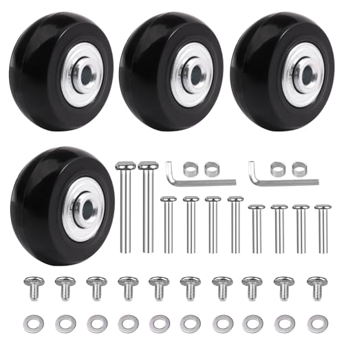 LSTOPGO 4pcs 40mmx18mm Ersatz-Räder, Gepäck Koffer Gummi Lenkrollen Reparatur mit 608zz Inline Outdoor Skate Räder (3Achsen)