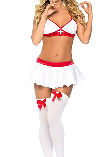 DELEY Damen Dessous Versuchung Babydoll Reizvolle Krankenschwester Uniformen Mit Strümpfen Schlafzimmer Cosplay Lingerie schwarz weiß