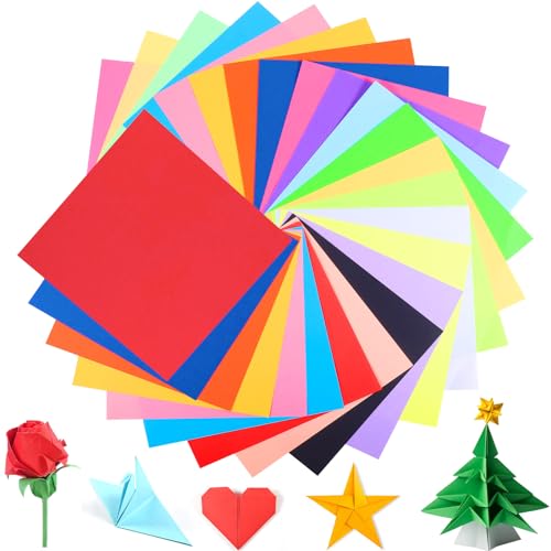 Yoosso 100 Blatt Origami Papier 20x20 cm, Doppelseitiges Origami Faltpapier Buntes Papier Bastelpapier Set für DIY Origamipapier Weihnachten Basteln(20 Farben)