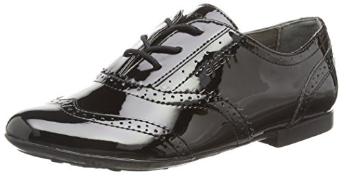 Geox Mädchen JR PLIE' A Brogue Schnürhalbschuhe, Schwarz (BLACKC9999)