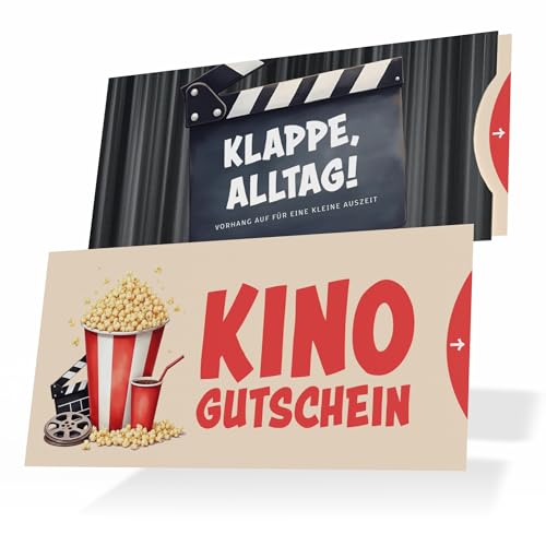 Creatastic® - Kinogutschein [witzige Karte mit Glanzlack und Hülle] Kino Gutschein | Gutschein Kino | Einladungskarten Kino | Einladung Kino | Kino Geschenk | Geschenkverpackung Kino | Karte Kino