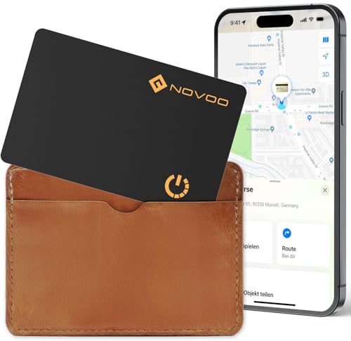 NOVOO Dünne Geldbörsen Tracker Karte IP68 wasserdicht Air Smart Tag Card funktioniert mit Apple Find My (nur iOS), Bluetooth Item Finder Gegenstandsortierer für Gepäckanhänger, Telefon, Reisepässe