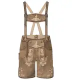 Schöneberger Trachten Couture Kinder Lederhose Vintage – Traditionelle bayrische Echt-Leder Trachtenhose mit Hosenträger - für Oktoberfest, Michi (140, Antik-Braun)