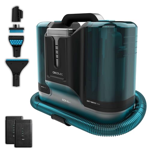 Cecotec Akku-Polsterreiniger - Teppichreiniger Conga Carpet&Spot Clean Infinity. 150W, 2 austauschbare Batterien, 60 Minuten Laufzeit, Wassersprüher und Zubehör für Fenster