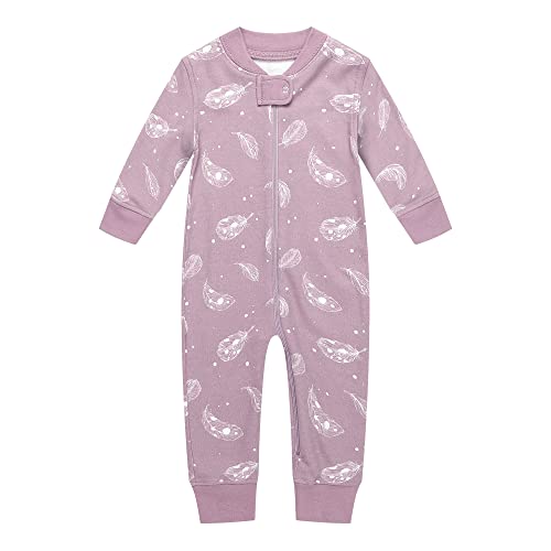 Owlivia Baby Schlafstrampler aus Bio Baumwolle, für Mädchen und Jungen, Langarm (Feder, 6-12 Monate)