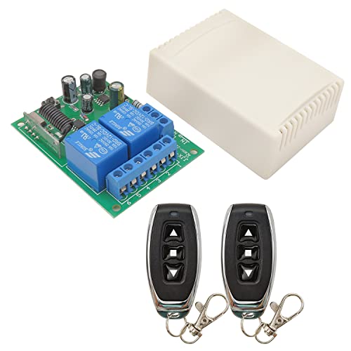 DieseRC Motor Fernbedienung Schalter AC 220V 230V 10A 2CH Funksteuerungsrelais-Empfänger mit 2 Sendern für Garagentor Elektrovorhang, Steuerung Motor vorwärts/rückwärts