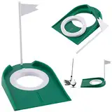 Golf Putting-Matte zum Üben Golf-Übungs-Putter-Pad Golf Putting Cup aus Kunststoff für Drinnen und Draußen Übungshilfen mit Verstellbarem Hole und Flagge