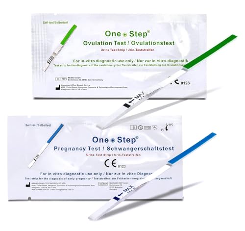 One+Step Kombipaket 40 x Ovulationstest und 10 x Schwangerschaftstest - Fruchtbarkeitstest für Frauen - Ovulationstest für Eisprung