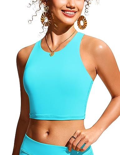 CRZ YOGA Damen Racerback Swim Top Bikini Oberteil Schnell Trocknend Padded Swimsuit Türkis 40