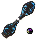 Sumeber Waveboard Kinder Street Surfing Roller Torsion Skateboard Double Decks Casterboards für Wave/Surf Waveboard/Castor Board mit blinkenden Rädern für Kinder/Jugendliche (Blue Flame)