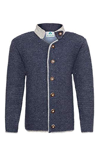 Isar-Trachten Kinder Strickjacke mit Stehkragen 47087 - Jeansblau Gr. 176