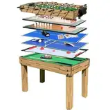 Pegasi Multikonsole 10 in 1 - Zusammenklappbar - Multifunkniertes Tischspiel - Tischfußball(Tischkiker)/Tischtennis/Air Hockey/Billard-Tisch