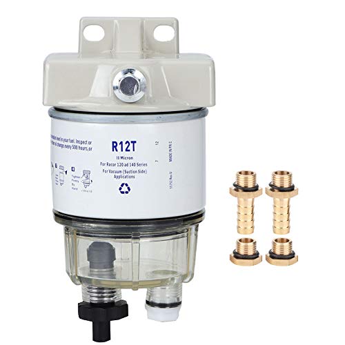Kraftstofffilter, Boot 30 GPH 10 Mikron R12T Boot Marine Rotation Kunststoff Kraftstofffilter Wasserabscheider Fit für Speedboat Öltanker Marine Rotationswasserabscheider, kompatibel mit Schnellboot