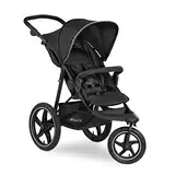 hauck Kinderwagen Runner 2, Dreirad Buggy mit XL Lufträder für Kinder bis 22 kg, UV-Schutz 50+, Belüftungsfenster, Höhenverstellbar, Faltbar, XL Korb bis 3 kg, Liegefunktion (Black)