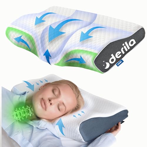 Derila Queensize Memory Foam Kissen Kopfkissen (1er Pack) Seitenschläferkissen für Seiten, Rücken & Bauchschläfer…