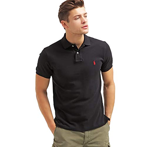 Ralph Lauren Custom Slim-Fit Piqué-Poloshirt, Schwarz , XL