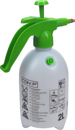 CON:P Gartensprüher 2 L mit Pumpe - grün - sehr leichtgängige & wirkungsvolle Pumpe - verstellbare Messingdüse - mit Überdruckventil / Sprühflasche / Drucksprüher / Pumpsprühflasche / B45041