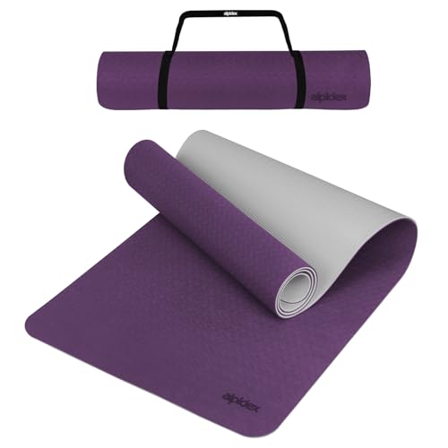 ALPIDEX Yogamatte rutschfest 190 x 61 x 0.6 cm | 190 x 90 x 0.6 cm Phthalatfreie Fitness TPE Matte Gymnastik Turnen Pilates Sport Yoga Trainingsmatte Isomatte, Berry/Light Grey, 190 x 61 x 0.6 cm