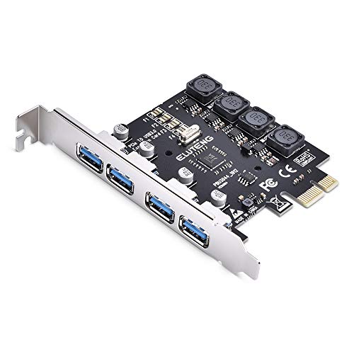 ELUTENG 4 Ports PCIe USB 3.0 Karte 5Gbps PCIe zu USB 3.0 Erweiterungskarte Unabhängige Stromversorgung unterstützt den PCIE X1/X4/X8/X16 PCI Express USB 3.0 Karte für Desktop PC Windows 10/8.1/8/7