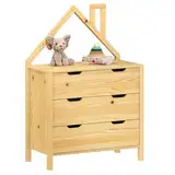 IDIMEX Kommode ELANO in Hausform - Kiefer aus massivem Kiefernholz, 3 große Schubladen, Kinderzimmer Aufbewahrung, Kleiderschrank, Kinderzimmer möbel, Schubladenkommode