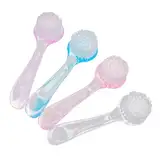 Healifty 4 pcs Gesichtsreinigungsbürste manuell Hornbürste Massage weiche Haaren langer Griff（Zufällige Farbe）