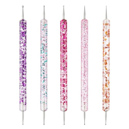 AYV 5 Pcs Dotting Tool,Dotting Pen,Prägestift,Embossing Stift,Nagel-Punktierstift-Set,Doppelseitig Punktierung Set,Punktierung Werkzeug Nagel Art Stifte,Punkt-Nagelkunst-Werkzeug-Set