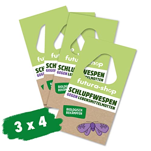 Futura-Shop Schlupfwespen als natürliche Helfer gegen Lebensmittelmotten | 4 Karten à 3 Lieferungen | Biologische Kontrolle gegen Motten in Lebensmitteln | 100% biologischer & giftfreier Mottenschutz