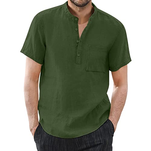 Generisch Herren neues leinen Freizeit Kurzarmhemd leinenhemd Herren Hemden Herren Kurzarm 7XL Herren Hemden 3XL Kurzarm Herren Hemden elegant urlaubshemd männer