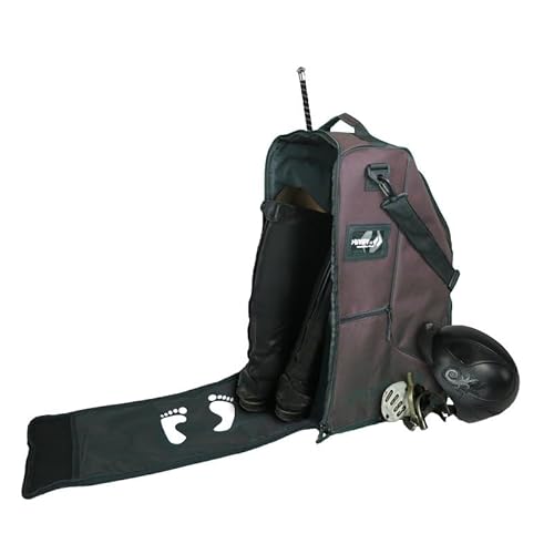 Driver13 Reitstiefelrucksack/Reitstiefeltasche/Stiefeletten Taschen Deluxe mit Helmfach für Reitstiefel (Reitstiefeltasche braun)